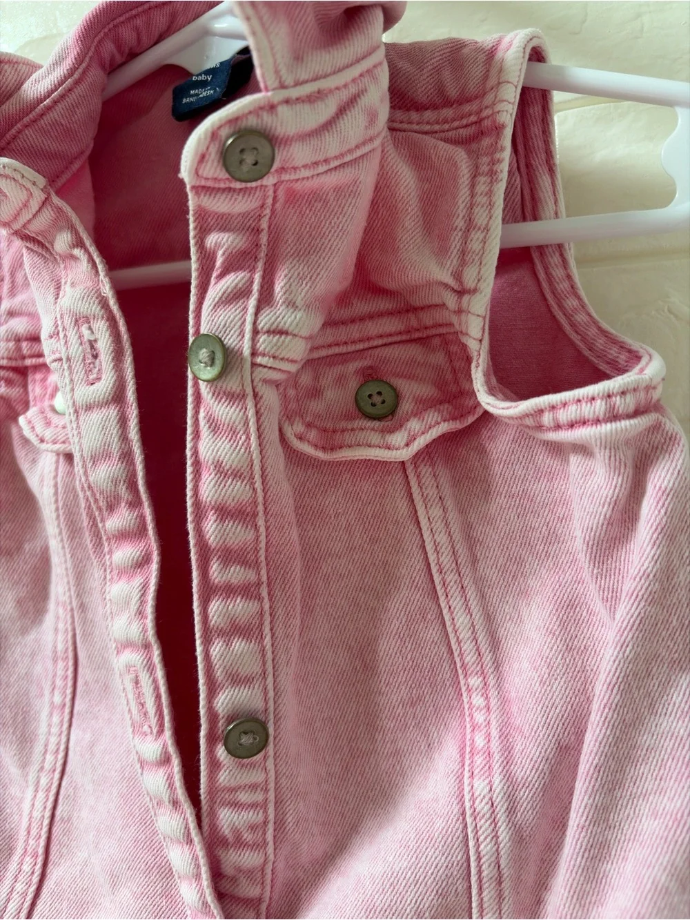 GAP Pink Sleeveless Denim Vest